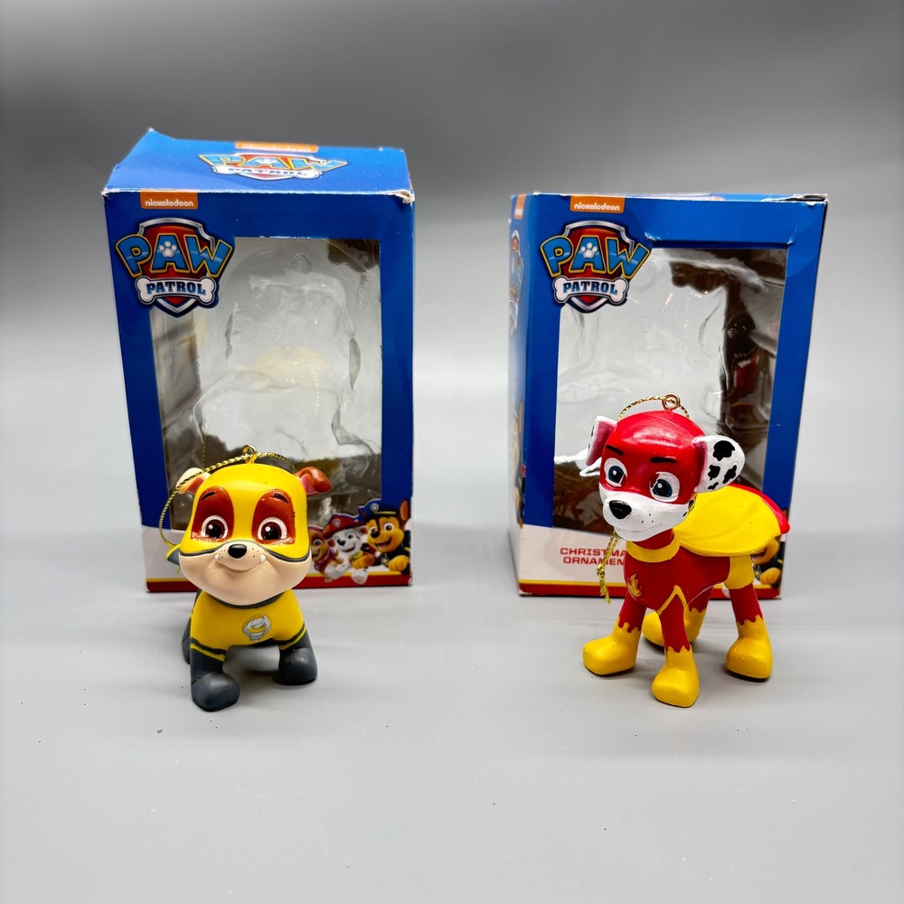 Paw Patrol Christmas Ornament Set 2 Marshall Rubble Kurt Adler Box 2019